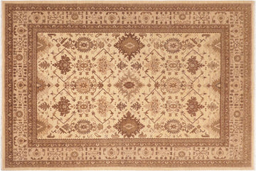 handmade Traditional Kafkaz Chobi Ziegler Ivory Lt. Tan Hand Knotted RECTANGLE 100% WOOL area rug 8 x 10